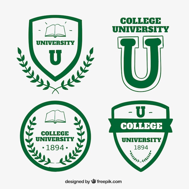 Gratis vector pak van groene badges universiteit