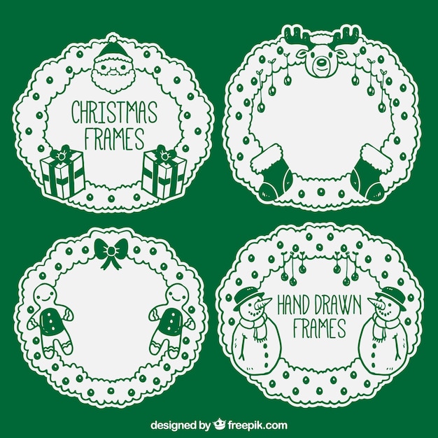 Gratis vector pak van groene kerst frames