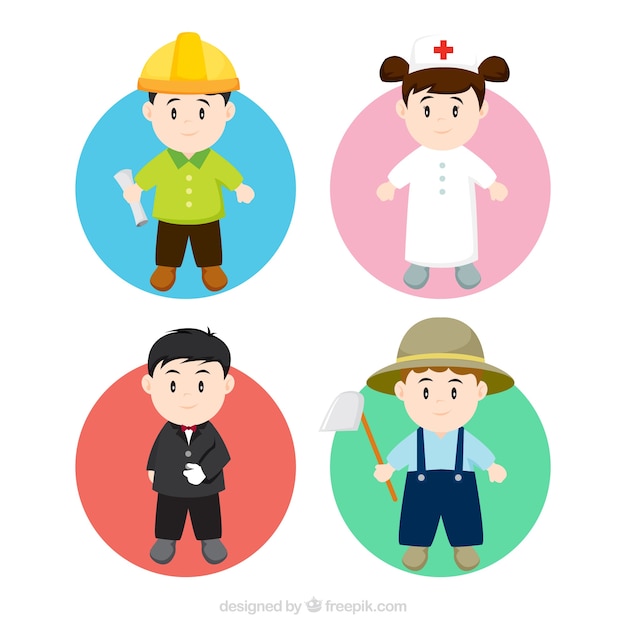 Gratis vector pak van kinderen jurk beroepen