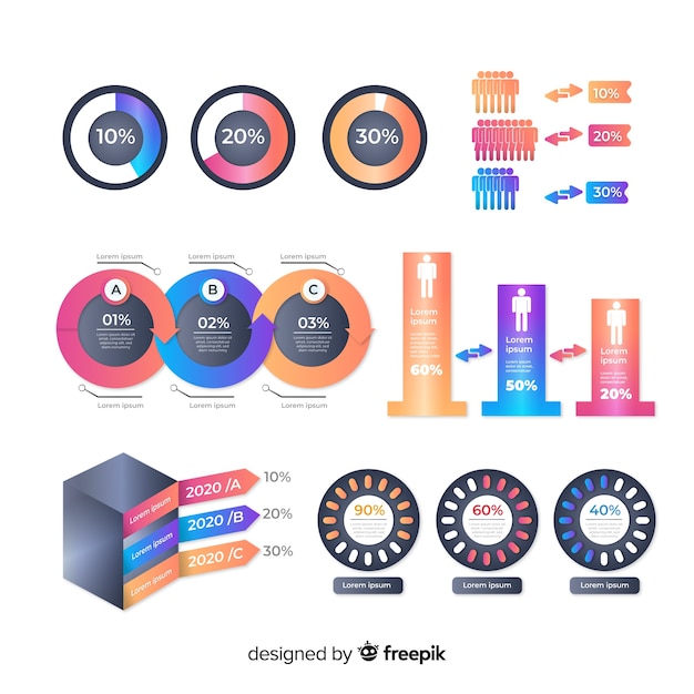 Pak van kleurrijke infographic elementen