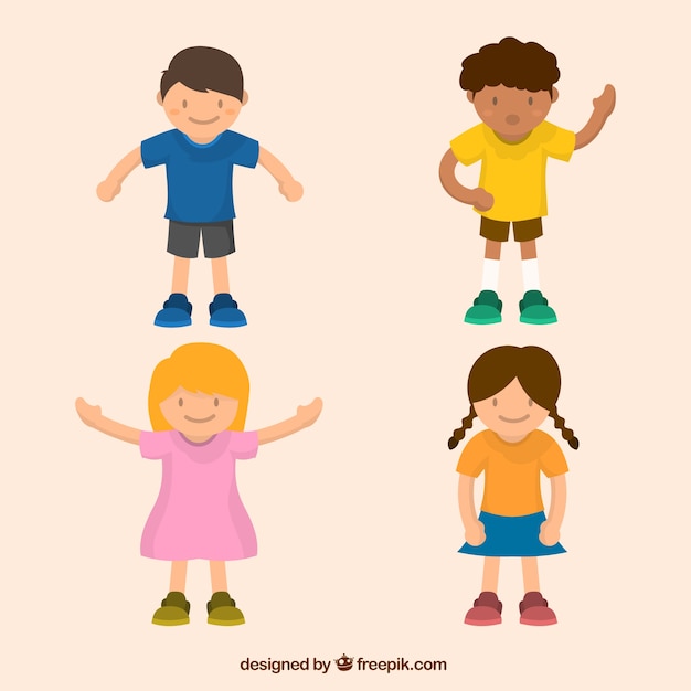 Gratis vector pak van leuke kinderen begroeten