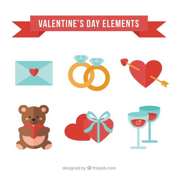 Gratis vector pak van leuke valentijnskaart elementen