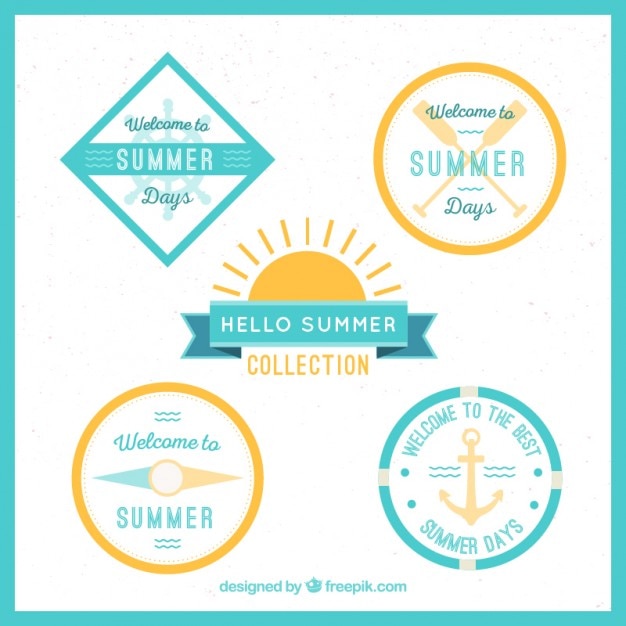 Gratis vector pak van leuke welkom zomer badges