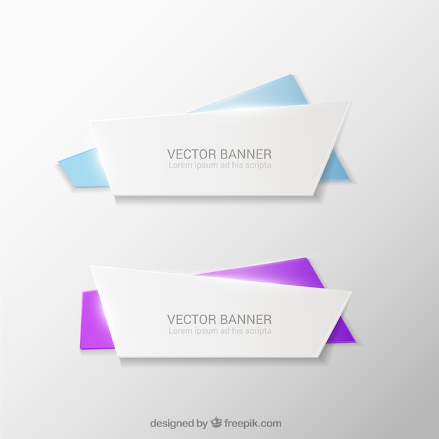 Gratis vector pak van origami banners