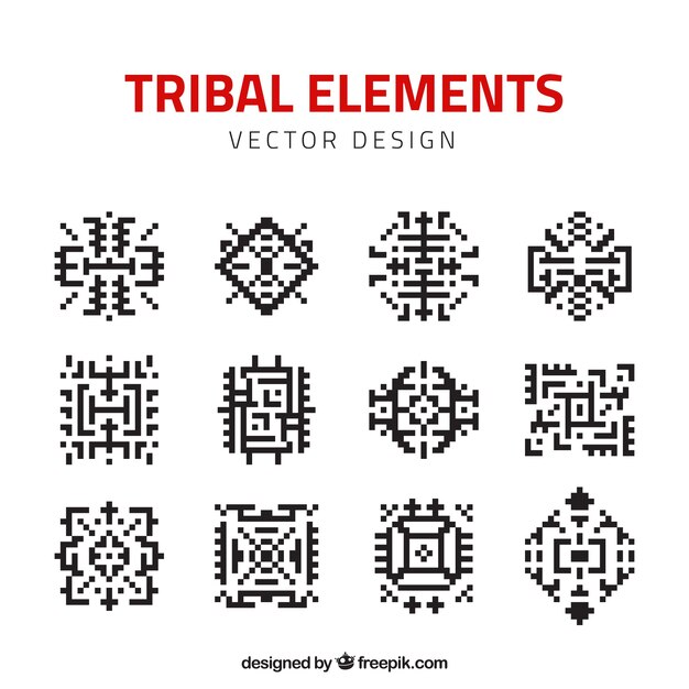Pak van pixel tribale elementen