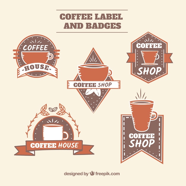 Gratis vector pak van retro koffie badges