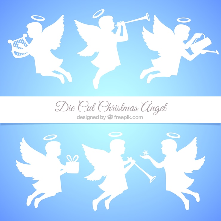 Gratis Vector pak van schattige uitgesneden angels