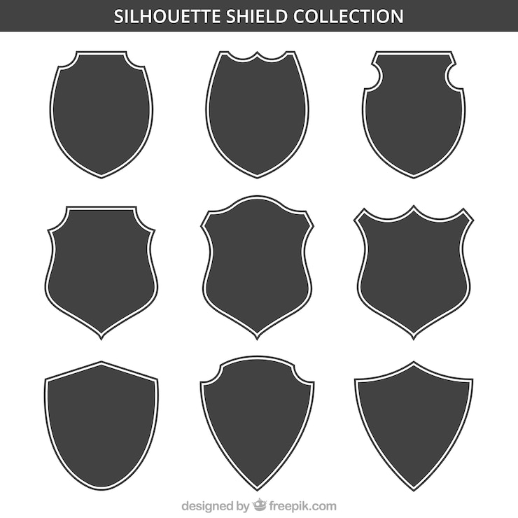 Gratis Vector pak van schilden silhouetten