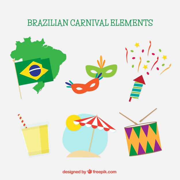Pak van traditionele brazilië carnaval objecten