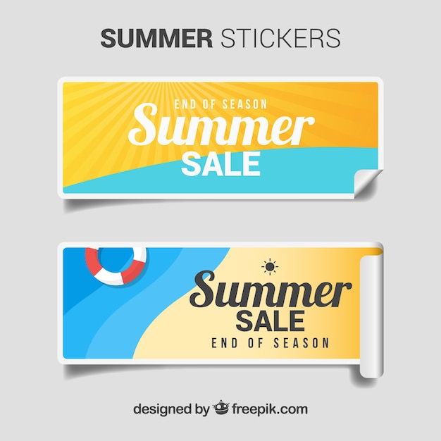 Gratis vector pak van twee zomers verkoop stickers