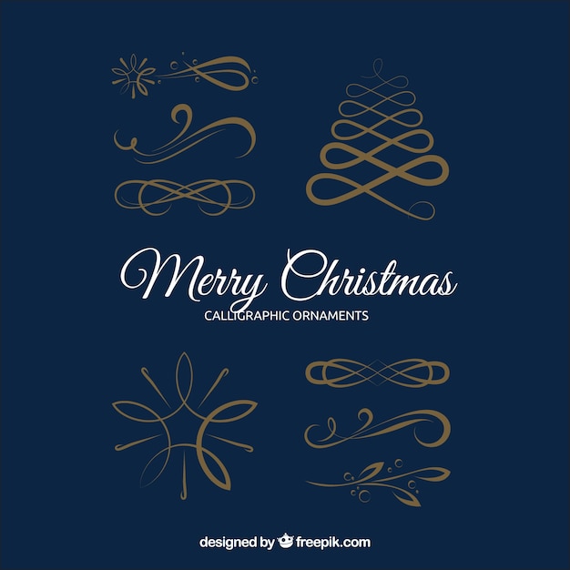 Gratis vector pak van vier gouden kerst ornamenten