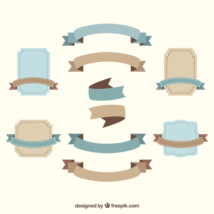 Gratis Vector pak van vintage linten en stickers
