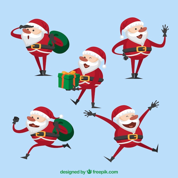 Gratis vector pak van vrolijke kerstman