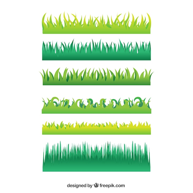 Gratis vector pak van zes gras grenzen