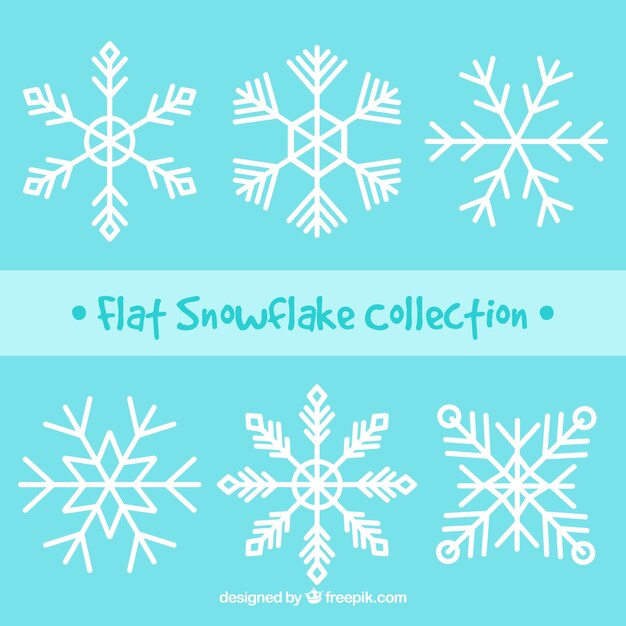 Pak van zes vlakke sneeuwvlokken