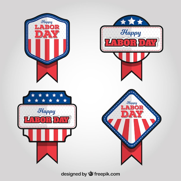 Gratis vector pakje amerikaanse arbeidersdag badges