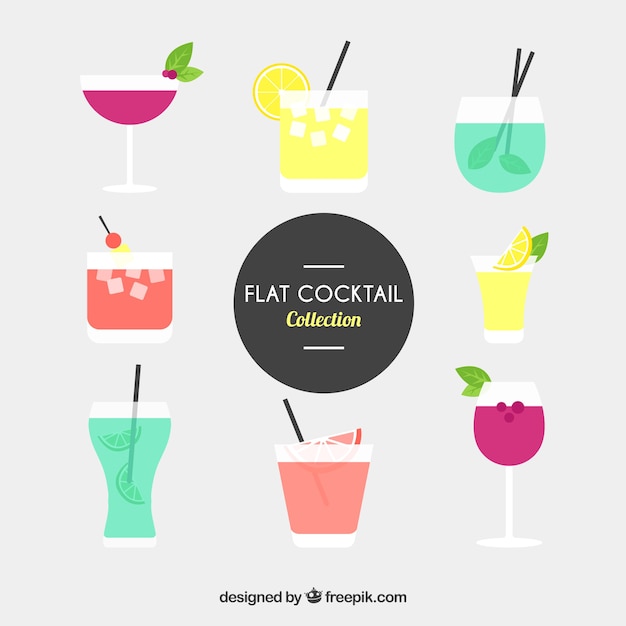 Gratis vector pakje cocktails in vlakke vormgeving