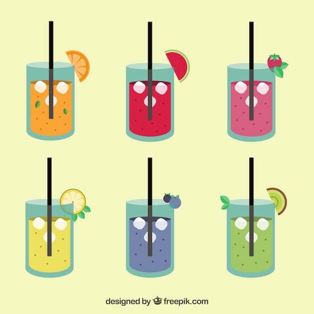 Gratis vector pakje cocktails met vruchtensappen