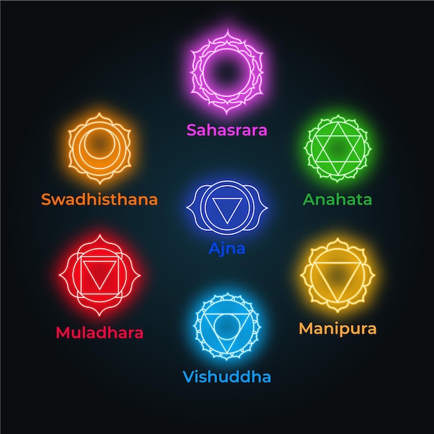 Gratis vector pakje kleurrijke chakra's