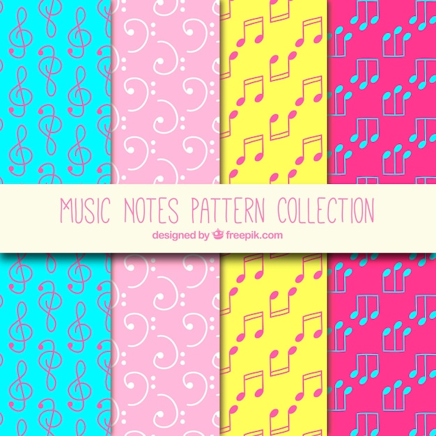 Pakje kleurrijke patronen met muzieknoten