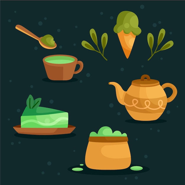 Gratis vector pakje matcha thee