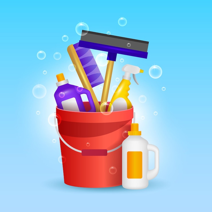 Gratis Vector pakje schoonmaakproducten