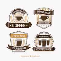 Gratis vector pakje van vier koffie badges