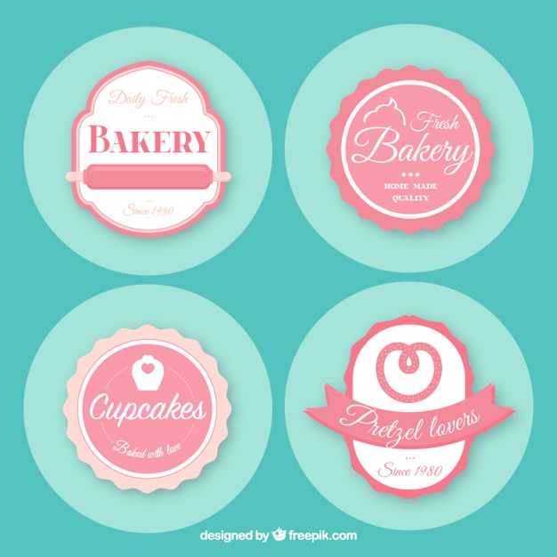 Pakje van vier vintage bakkerij badges