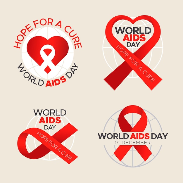 Gratis vector pakje wereld aids daglabels