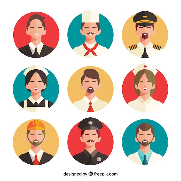 Gratis vector pakket avatars met verschillende beroepen