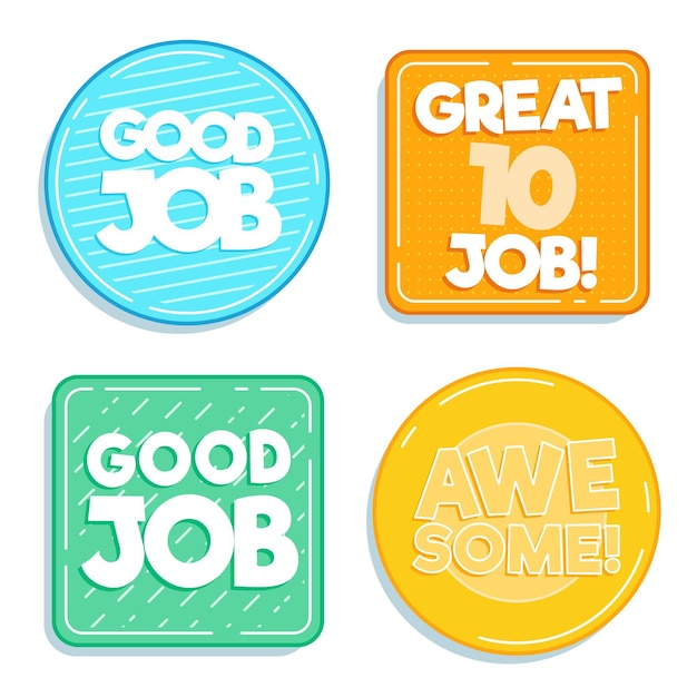 Pakket met stickers voor goed werk en geweldig werk