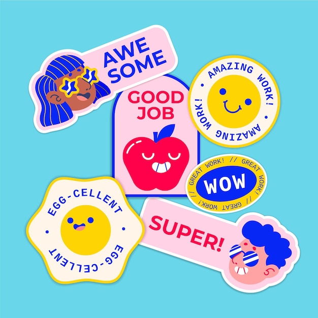 Pakket met stickers voor goed werk en goed werk