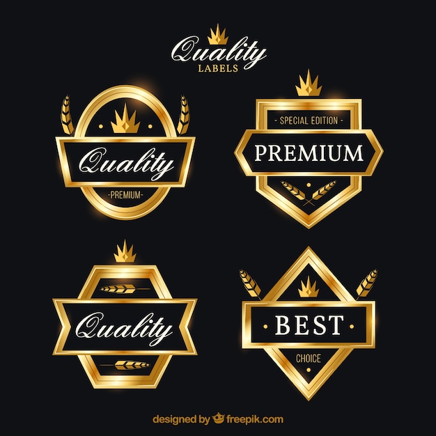 Gratis vector pakket van premium retro gouden stickers