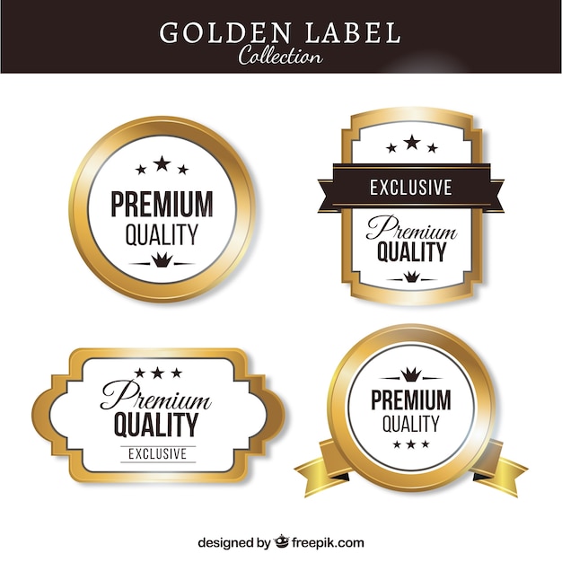 Gratis vector pakket van vintage vintage gouden stickers