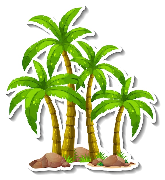 Palmboom sticker geïsoleerd op witte achtergrond