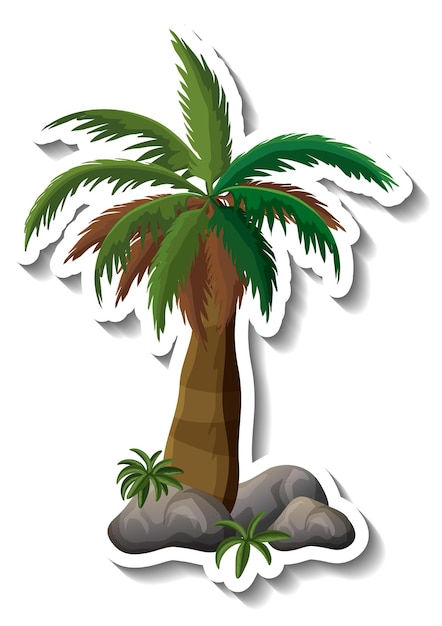 Gratis vector palmboom sticker op witte achtergrond