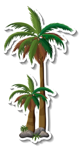 Gratis vector palmboom sticker op witte achtergrond