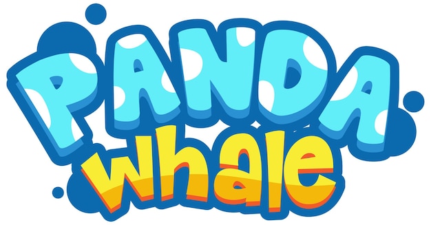 Panda Whale lettertype banner in cartoon-stijl geïsoleerd