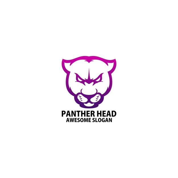 Panter hoofd logo ontwerp kleurverloop lijntekeningen