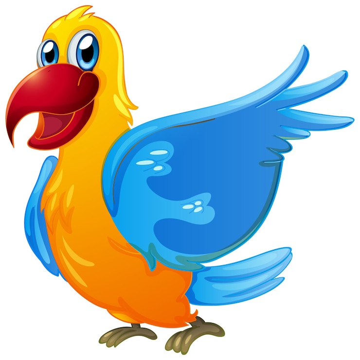 Gratis Vector papegaai met gele en blauwe veer