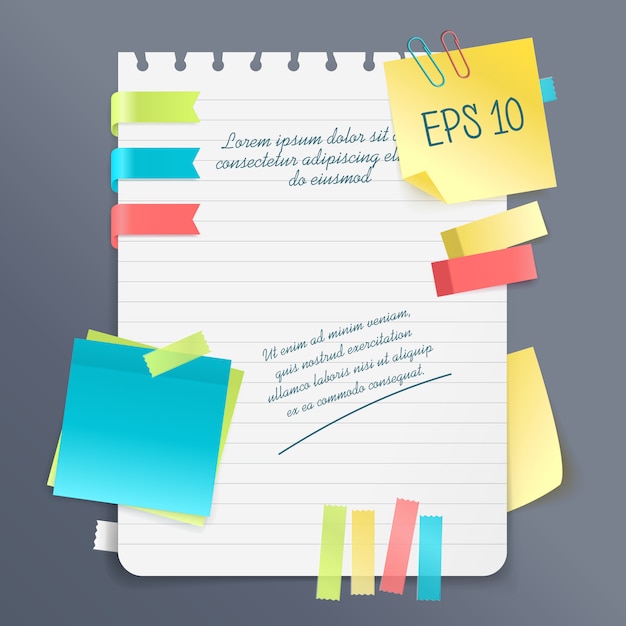 Gratis vector paper note samenstelling