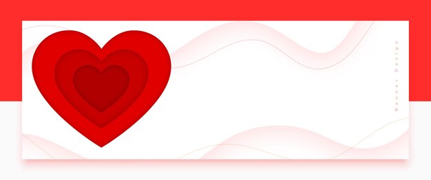 Gratis vector papercut stijl liefde hart romantische banner met tekstruimte