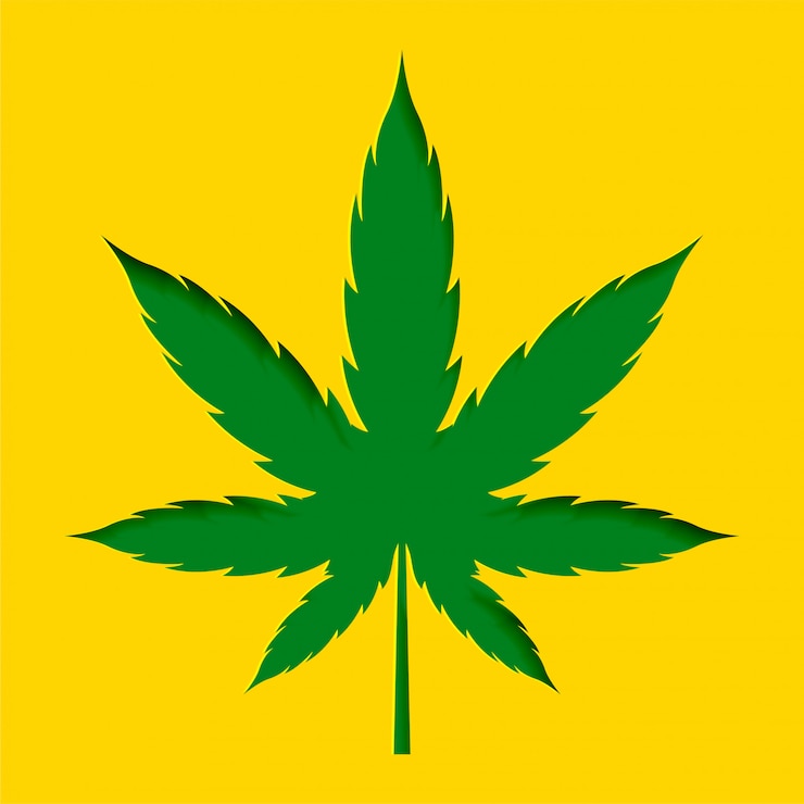 Gratis Vector papercut stijl marihuana cannabis blad ontwerp achtergrond