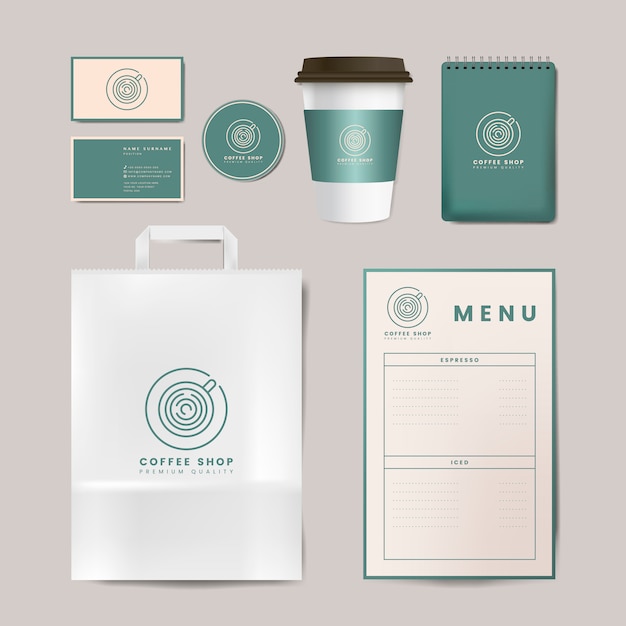 Papier branding mockup vector set