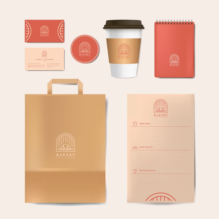 Gratis Vector papier branding mockup vector set