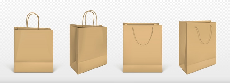 Gratis Vector papieren boodschappentassen, blanco pakketten ingesteld