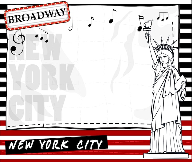 Gratis vector papieren sjabloon met new york city achtergrond