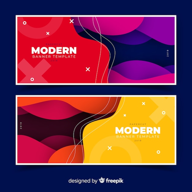 Gratis vector papieren stijlbanner