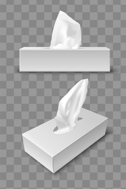 Papieren zakdoekje verpakking realistische mockup ingesteld op transparante achtergrond geïsoleerde vectorillustratie