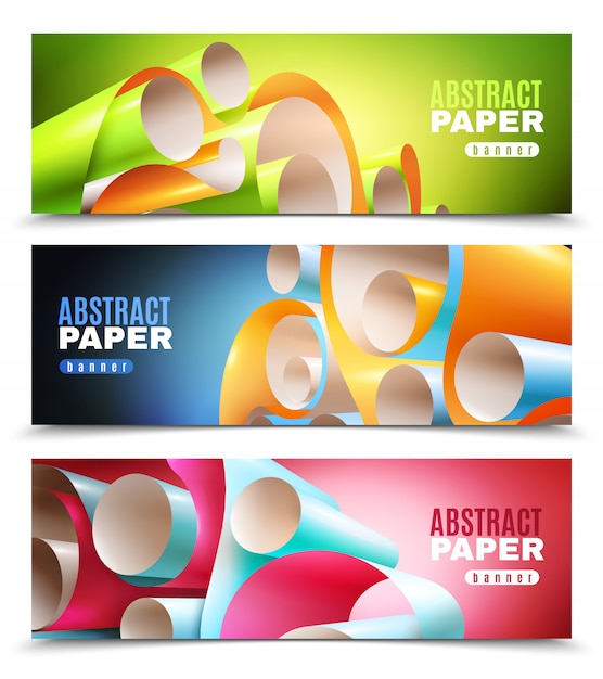 Gratis vector papierrol banners instellen